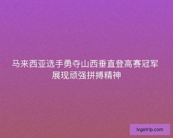 马来西亚选手勇夺山西垂直登高赛冠军 展现顽强拼搏精神
