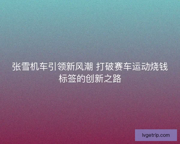 张雪机车引领新风潮 打破赛车运动烧钱标签的创新之路